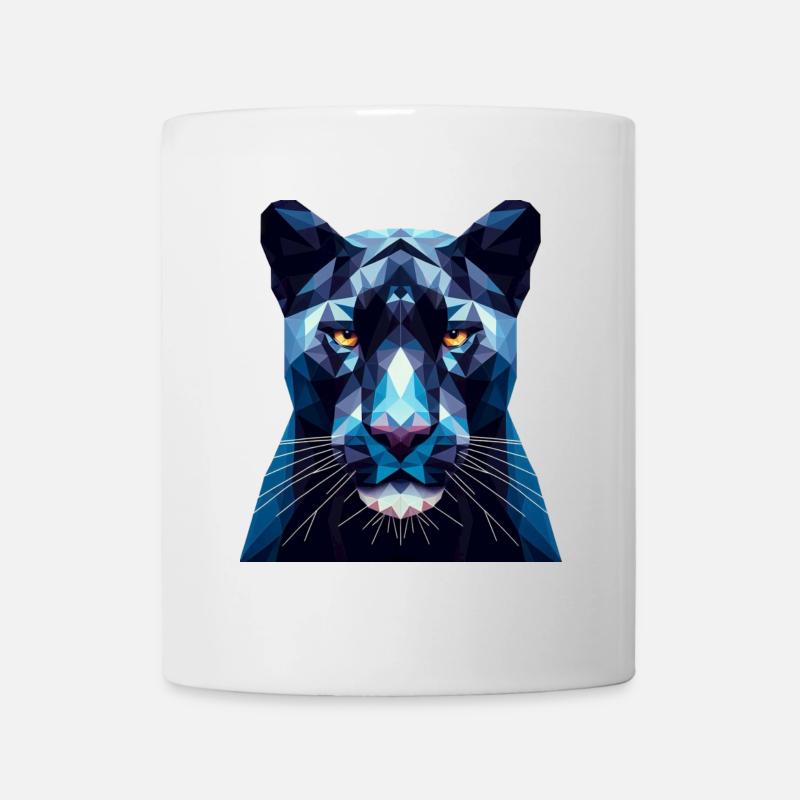 Ein blauer Panther im Polygon-Stil - Tasse - Weiß
