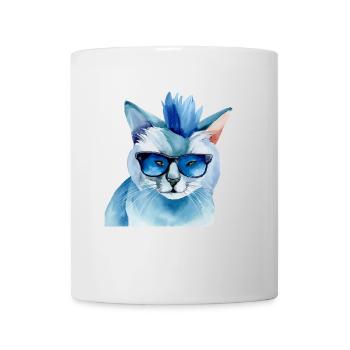Punkrock Katze mit Sonnenbrille Geschenkidee - Tasse - Weiß - Vorne