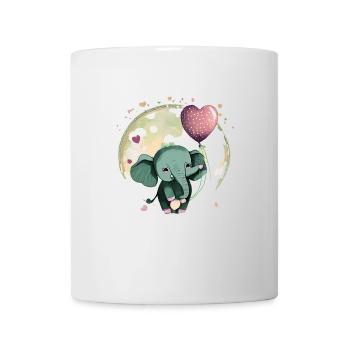 Cute baby elephant with balloon - gift idea - Mug - white - Front
