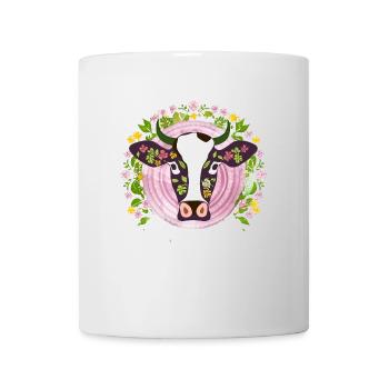 Cow with Flower Decoration Cow Shirt Gift Idea - Mug - white - Front