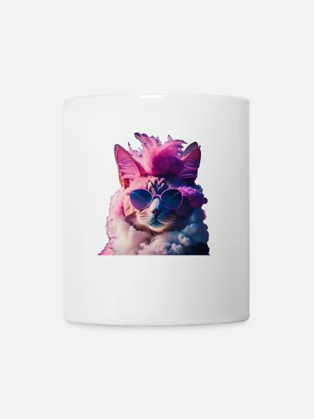 Colorful cat with mohawk gift idea - Mug - white
