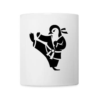 Silhouette d’arts martiaux de karaté pingouin - Mug blanc - blanc - Devant