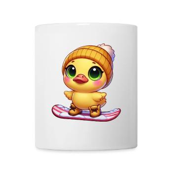 mignon caneton snowboarder dessin animé des sports d’hiver - Mug blanc - blanc - Devant