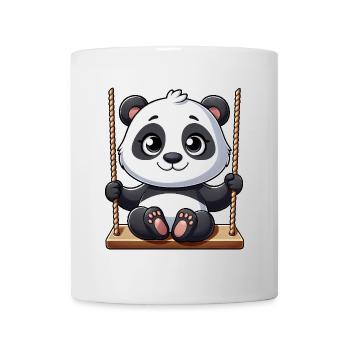 Panda auf Schaukel Spielplatz Abenteuer - Tasse - Weiß - Vorne