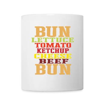 Burger Zutaten Typografie Cheeseburger Aufbau - Tasse - Weiß - Vorne