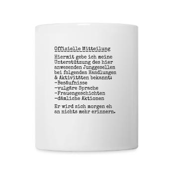 JGA - Kumpel - offizielle Mitteilung - Tasse - Weiß - Vorne