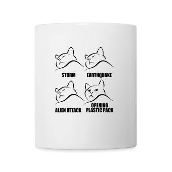 Katze - selektive Wahrnehmung - Spruch - Tasse - Weiß - Vorne