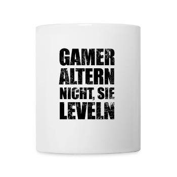 Gamer altern nicht sie leveln - Zocken - Spruch - Tasse - Weiß - Vorne