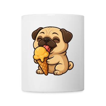 Cheerful Pug with Cream Summer Cartoon - Mug - white - Front