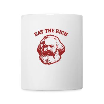 Eat The Rich - Lustiger Karl Marx Cartoon - Tasse - Weiß - Vorne