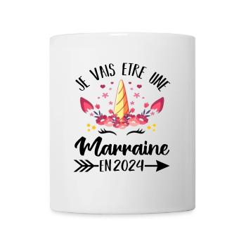 Je vais être marraine en 2024 cadeau licorne - Mug blanc - blanc - Devant