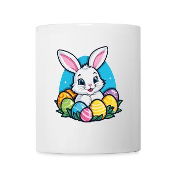 Funny little easter bunny with colorful eggs - Mug - white - Front