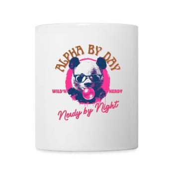 Panda mit Brille und pinkem Kaugummi - Tasse - Weiß - Vorne