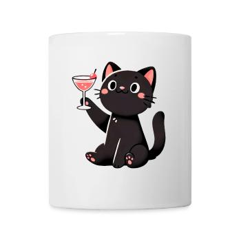 Chat noir heureux avec design de cocktail - Mug blanc - blanc - Devant