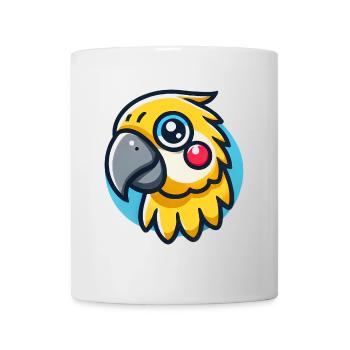 Colorful Cartoon Parrot Head Illustration - Mug - white - Front