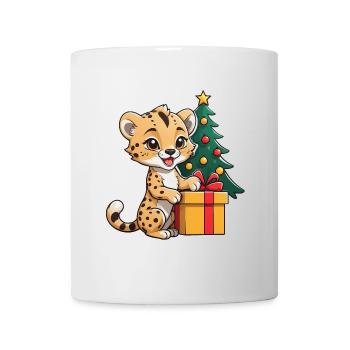 Cute leopard celebrating Christmas. - Mug - white - Front