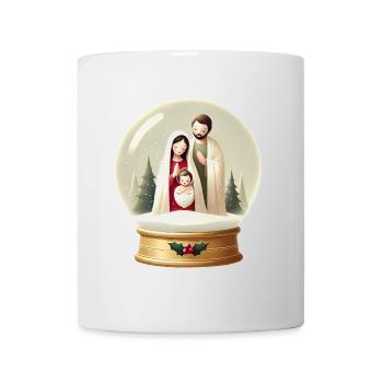 Krippe Schneekugel Weihnachtsszene - Tasse - Weiß - Vorne