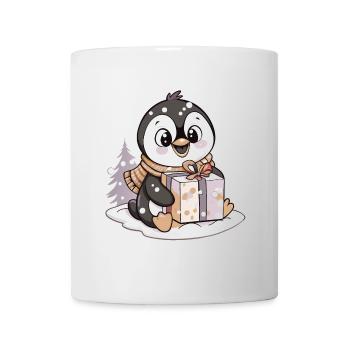 Cute penguin with gift for Christmas - Mug - white - Front