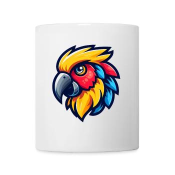 Lebendiges Cartoon-Papageienkopf-Design - Tasse - Weiß - Vorne