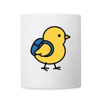 School Chick with Backpack – Funny Cartoon Chick - Mug - white - Front