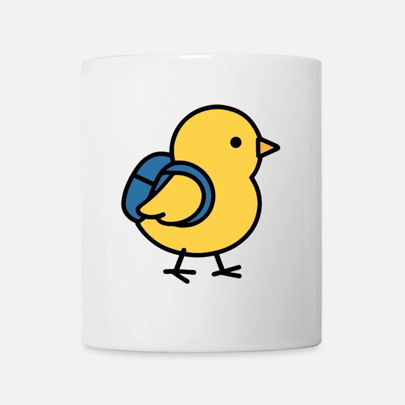 Poussin d’école avec sac à dos – Poussin de dessin animé drôle - Mug blanc - blanc