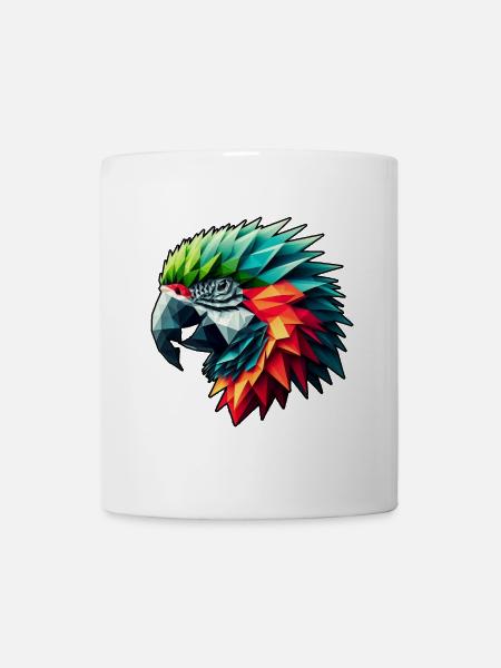Papagei in Polygon Design Bunt - Tasse - Weiß