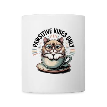 Pawsitive Vibes Only – Cat in a Cup - Mug - white - Front