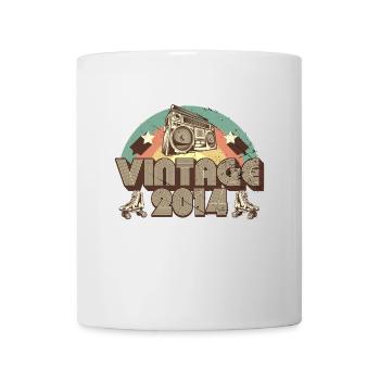 2014 Anniversaire né en 2014 Retro Vintage - Mug blanc - blanc - Devant
