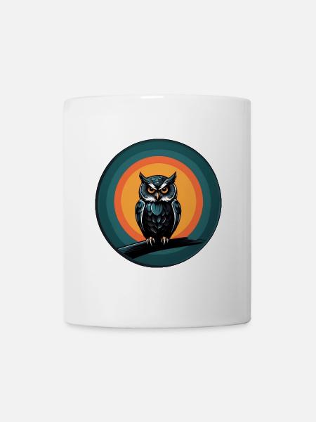 Buntes grafisches Eulendesign für Eulenfans - Tasse - Weiß