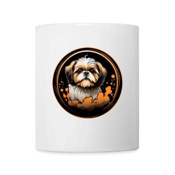 Shih Tzu Portrait im Farbkreis - Tasse - Weiß - Vorne