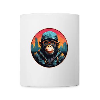 Cooler Schimpanse mit Sonnenbrille und Basecap - Tasse - Weiß - Vorne
