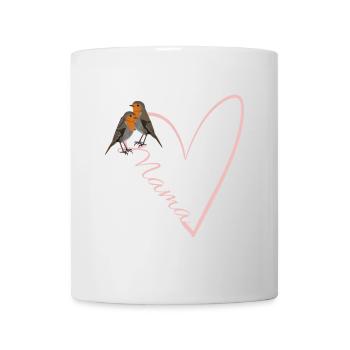 Mom Robin with Heart Gift Mother's Day - Mug - white - Front