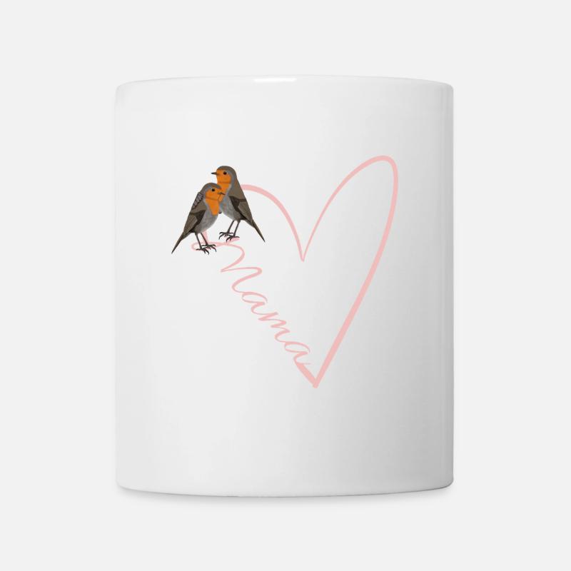 Mom Robin with Heart Gift Mother's Day - Mug - white