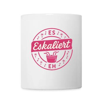 Mallorca Party Spruch Es Eskaliert Eh Malle - Tasse - Weiß - Vorne