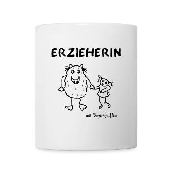 Erzieherin - Freundliches Monster mit Kind - Tasse - Weiß - Vorne