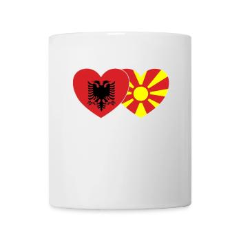 Albanien Mazedonien Flagge Herz - Tasse - Weiß - Vorne