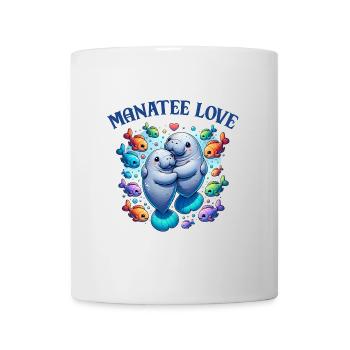 Verliebte Manatees Dugongs mit bunten Fischen - Tasse - Weiß - Vorne