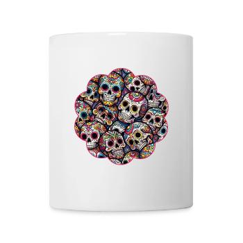Buntes dekoratives Skullmuster - Tasse - Weiß - Vorne