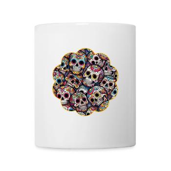 Buntes dekoratives Skullmuster - Tasse - Weiß - Vorne