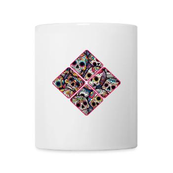 Buntes dekoratives Skullmuster - Tasse - Weiß - Vorne