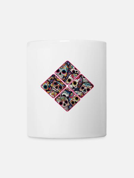 Buntes dekoratives Skullmuster - Tasse - Weiß