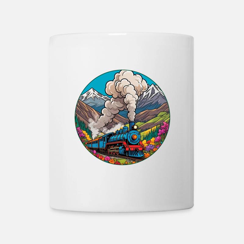 Nostalgischer Eisenbahnzug qualmender Lokomotive - Tasse - Weiß