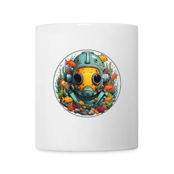 Diving helmet with fish on the bottom of the sea - Mug - white - Front