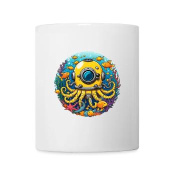 Diving helmet with octopus arms and fish - Mug - white - Front