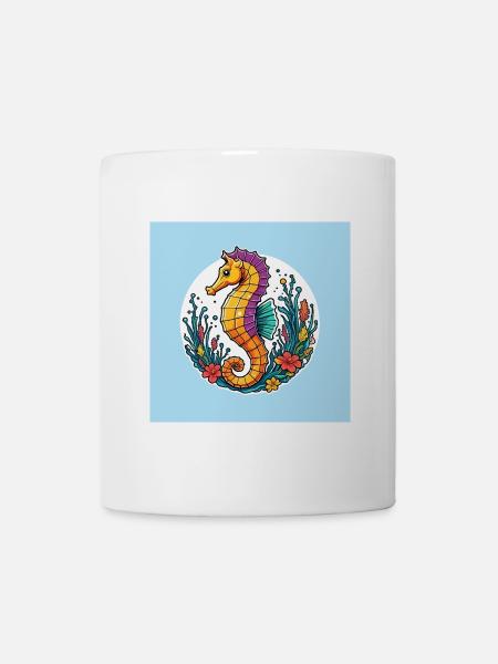 Hübsches dekoratives Seepferdchen - Tasse - Weiß