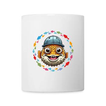 Cooler Kugelfisch mit Basecap - Tasse - Weiß - Vorne