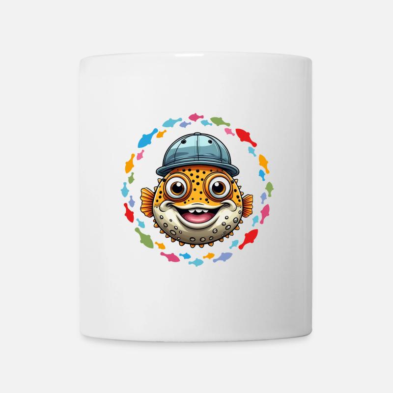 Cooler Kugelfisch mit Basecap - Tasse - Weiß