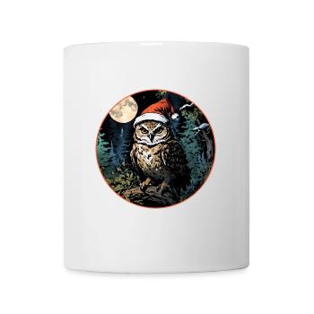 Petit hibou de Noël avec chapeau de Père Noël - Mug blanc - blanc - Devant