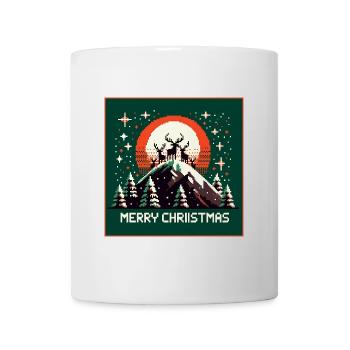 Renne au sommet de la montagne dans la forêt de Noël - Mug blanc - blanc - Devant