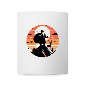 Weihnachtsmann mit Rentieren auf Bergspitze - Tasse - Weiß - Vorne